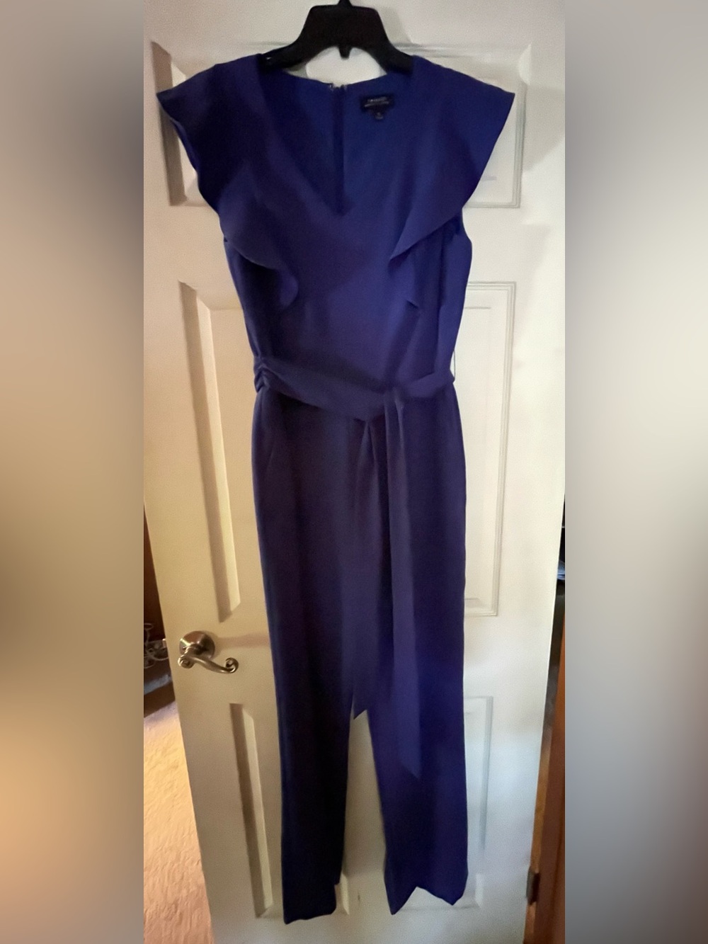 Elegant Women's Royal Blue Jumpsuit with Self Tie Belt